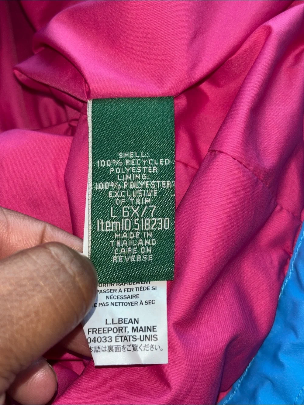 LL Bean Girls Colorblock Waterproof Rain Jacket Sz L Gorpcore Hiking Outdoor
